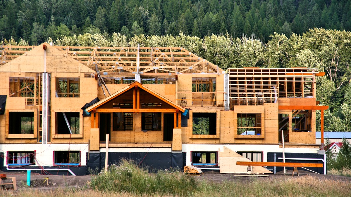 Wood-frame condominium construction site in Fernie, British Columbia